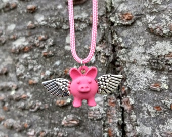When Pigs Fly Adjustable Sliding Knot Paracord Necklace