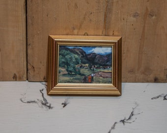 Vintage Norwegian Porcelain tile Porsgrund Nikolai Johannes Astrup (1880 -1928) painting Landscape with Children 1903 Wall art Collectible