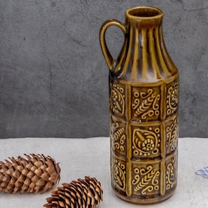 Vintage pitcher style vase, Cottage core style jug, Sculptural retro pottery, Bay Keramik West German
