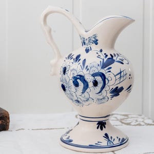 Dzbanek z Delftu, ceramiczny dzbanek na wodę, ręcznie malowany ceramiczny wazon, niebiesko-biały cecor stołowy, konewka do kwiatów