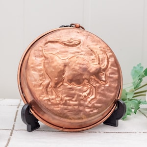 Vintage rustikale Wandbehang Bauernhaus Wandform Samll Kupferpfanne Ziege Capricorne Form Kupferplatte Französische Stil Küche