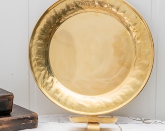 Vintage brass sconce, Large wall candle holder, Round wall mount candle stand, Gold farmhouse wall sconce