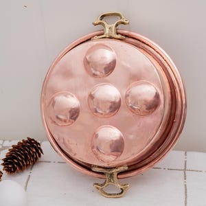 Vintage Egg Cooker Copper Brass Pan Poaching Pot Made in France Vintage Country Kitchen Egg Escargot Pan Antique Copper