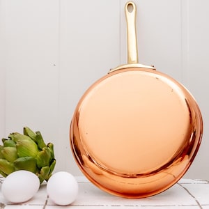 20 cm / 7,8 Zoll Kupferpfanne Krogarhuset schwedisches Kupfer mit Messinggriff Vintage Landhausküche Bauernhauswanddekor Französischer Landhausstil