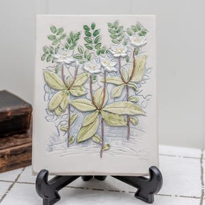 Decoración floral vintage para pared, azulejo de cerámica con forma de flor, interior escandinavo hygge, placa de Jie Gantofta, Suecia, regalo para amantes de las flores.