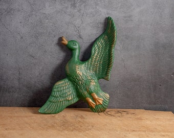 Vintage Flying Duck Grün Gold Wandteller Keramik Porzellan Wanddeko Mid Century 60er Jahre Wandrelief