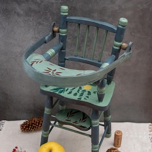 Vintage Doll High Chair Handmade Folk Art Antique Wood Doll Furniture Gerstenberg Germany Doll Stool Vintage Style Toy Chair