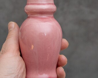 Vintage salt shaker, Pepper shaker, Pink spice bottle, Small pink jar, Urn shaped storage container, Kitchen shelf decor