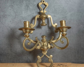 Aplique de pared de latón vintage, candelabro de latón, decoración de pared, candelabro antiguo, bronce, dos brazos