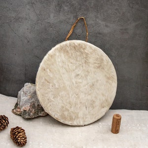 Vintage African Shaman Drum: Handmade Rawhide Kettle Drum