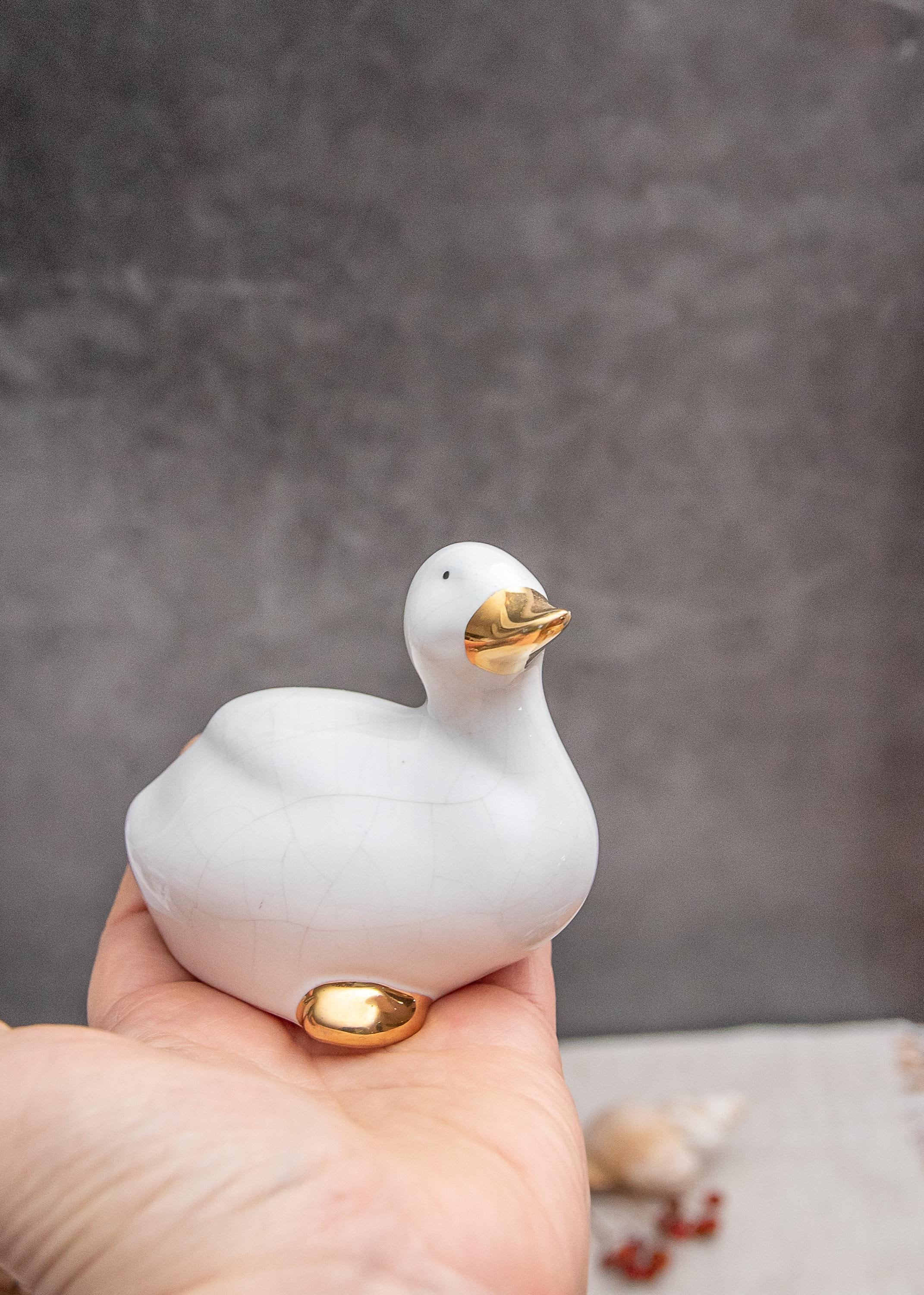 陶器 動物 鴨 マガモ 置物 イタリア製 AHURA