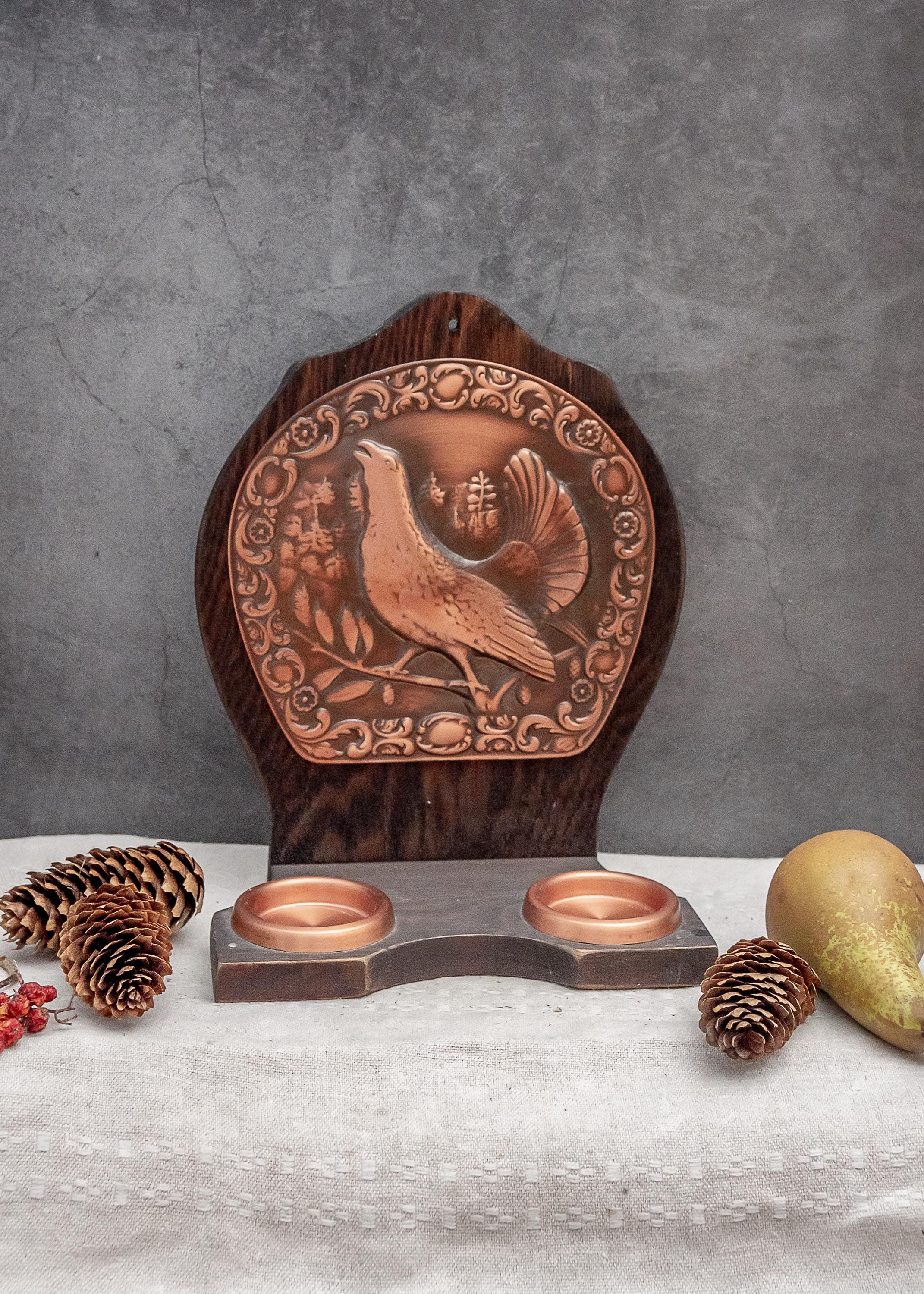 北欧 スウェーデン ヴィンテージ 鳥の木製キャンドルホルダー