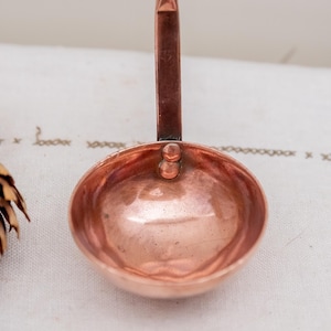 Vintage copper ladle, Small kitchen dipper, Cooking retro utensil, Soup serving ladle, Food photo props