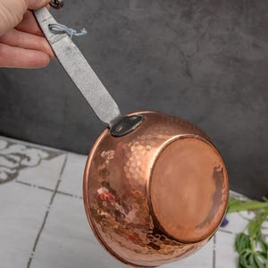 Vintage Copper Saucepan: French Country Farmhouse Kitchen Decor