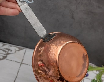 Vintage Copper Saucepan: French Country Farmhouse Kitchen Decor
