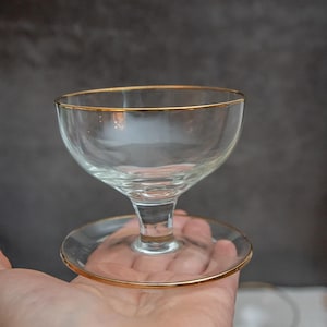 Vintage Gold Dessert Glasses - Mid Century Champagne Coupe Set of 3