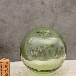 Antique Fishing Float Without Net Norwegian Handmade Green Glass Float Globe Vintage Nautical Home  Decor Marking PCF 1920&#39;s Coastal Decor