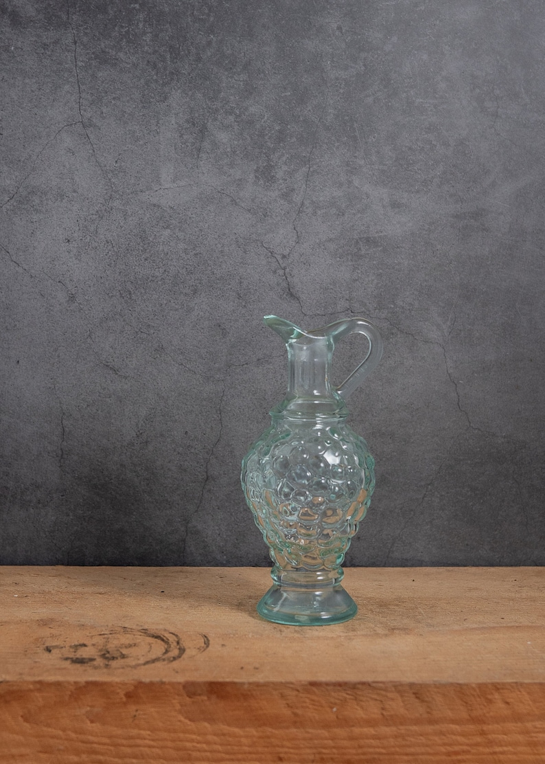 Vintage Grape Glass Decanter Small Made in Italy Veteria Etrusca Bubble Design Decanter Water Pitcher