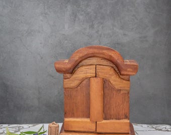 Vintage cabinet box, Handmade key organiser, Primitive wood shelf, Rustic Scandinavian entrance decor