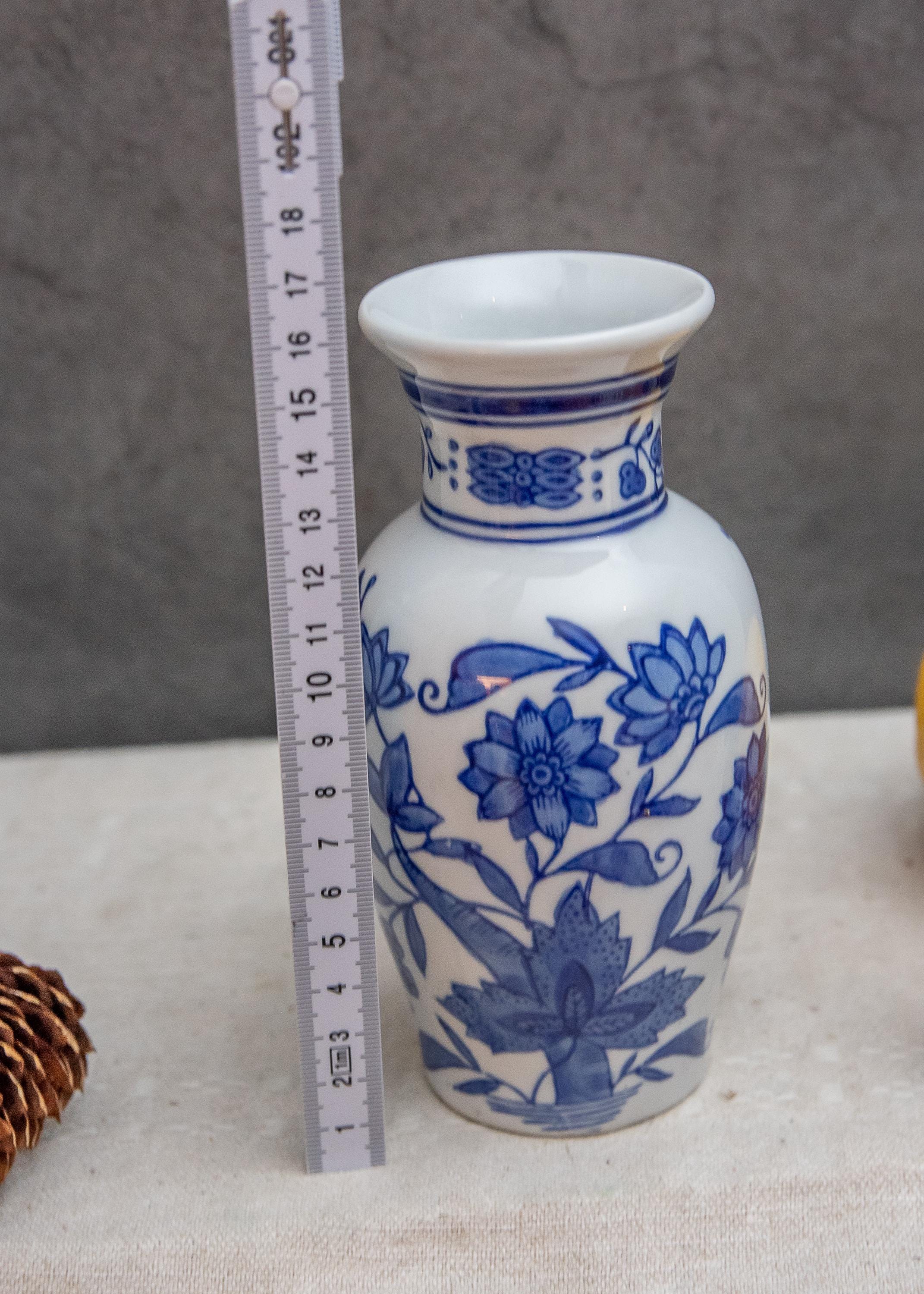 Vintage Small Vase Blue White Table Decor Shelf Decor Delft