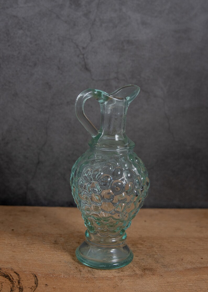 Vintage Grape Glass Decanter Small Made in Italy Veteria Etrusca Bubble Design Decanter Water Pitcher