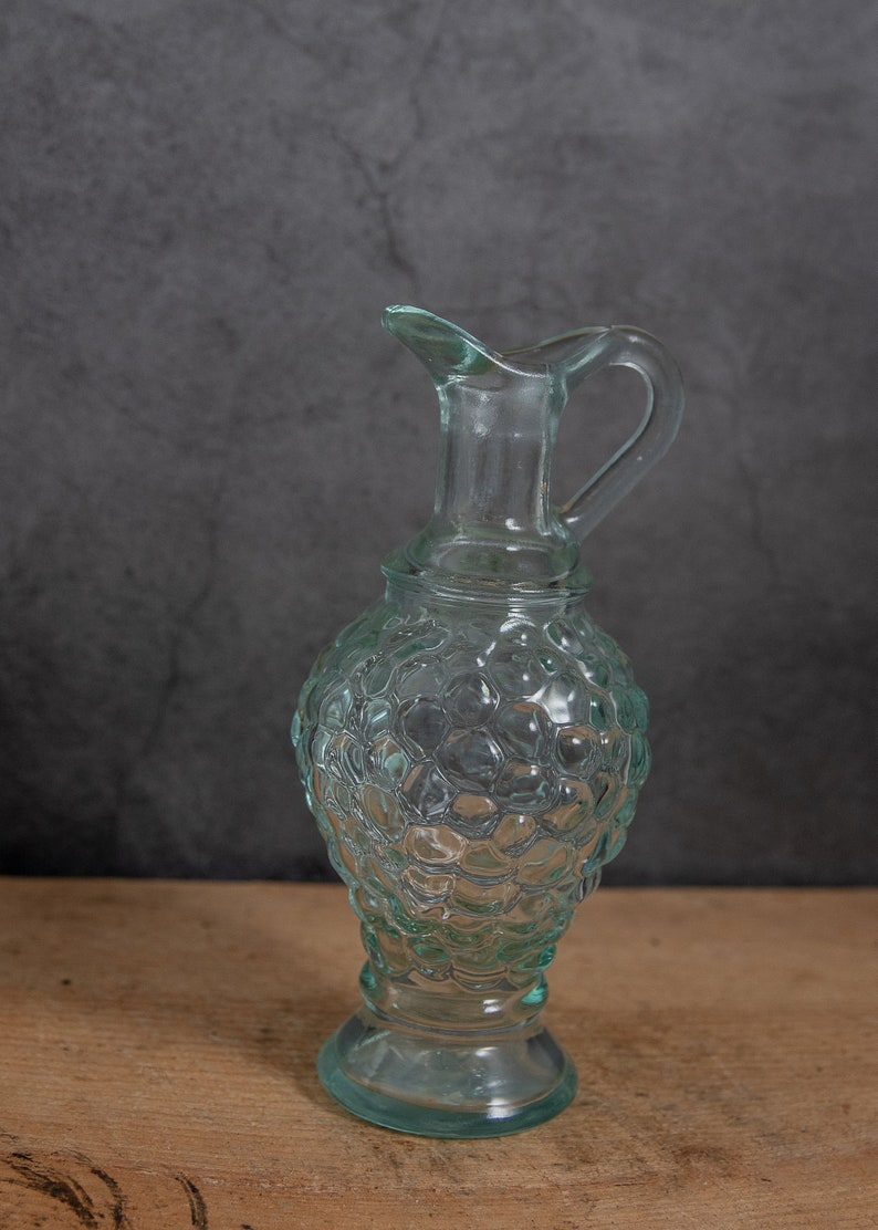Vintage Grape Glass Decanter Small Made in Italy Veteria Etrusca Bubble Design Decanter Water Pitcher