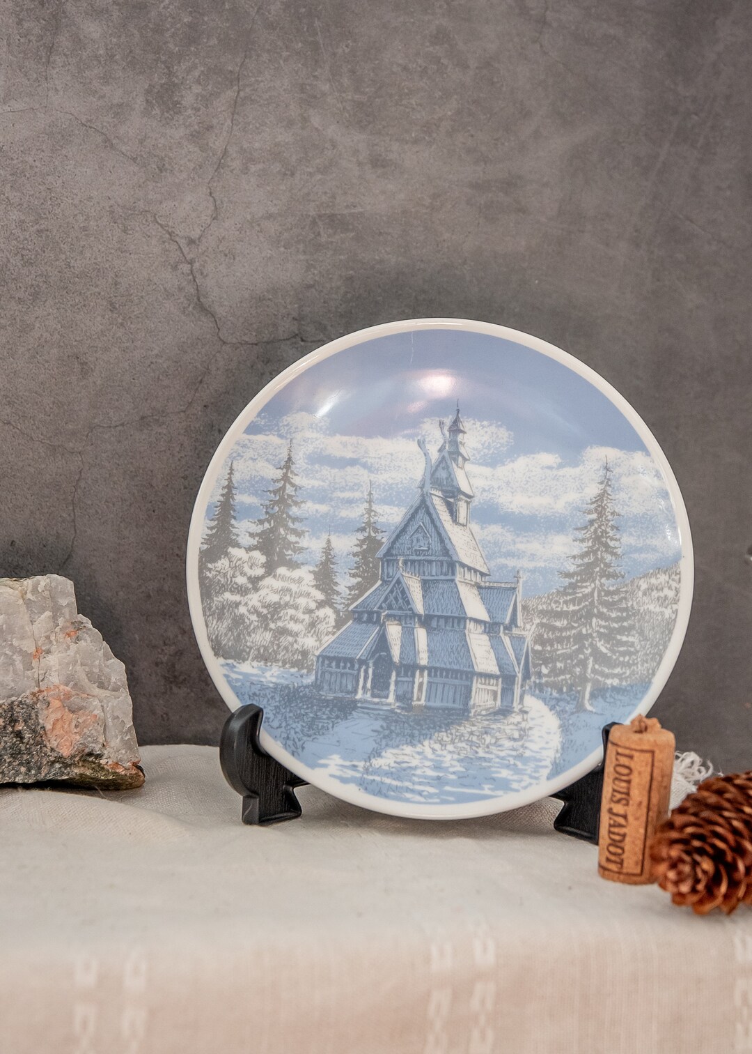 Photo inspiration: Visual Reference: Vintage Porsgrund Norway Plate Viking Stave Church Nordic Decor