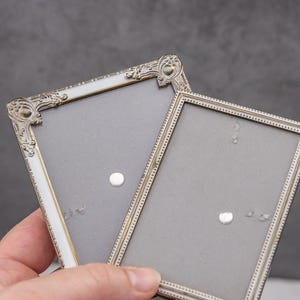 Set of 2 Small Vintage Metal Photo Frame Danish Design Retro Image Display Antique Victorian Style Ornamental Silver Frame French Romantic