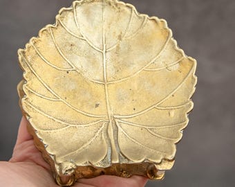 Vintage brass napkin and letter holder, Art Deco leaf design, Table setting decor