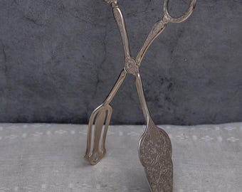 ヴィンテージ シルバーメッキ はさみ風 サラダトング ミッド