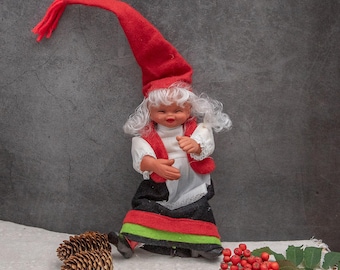 Vintage Scandinavian Yule Tomte Holiday Shelf Decor Scandinavian Gnom Nisse Folklore Doll
