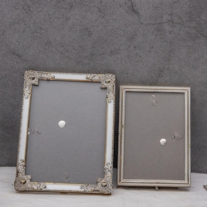 Vintage Metall Bilderrahmen Set: Französisch Romantische Silber Verzierte Anzeige