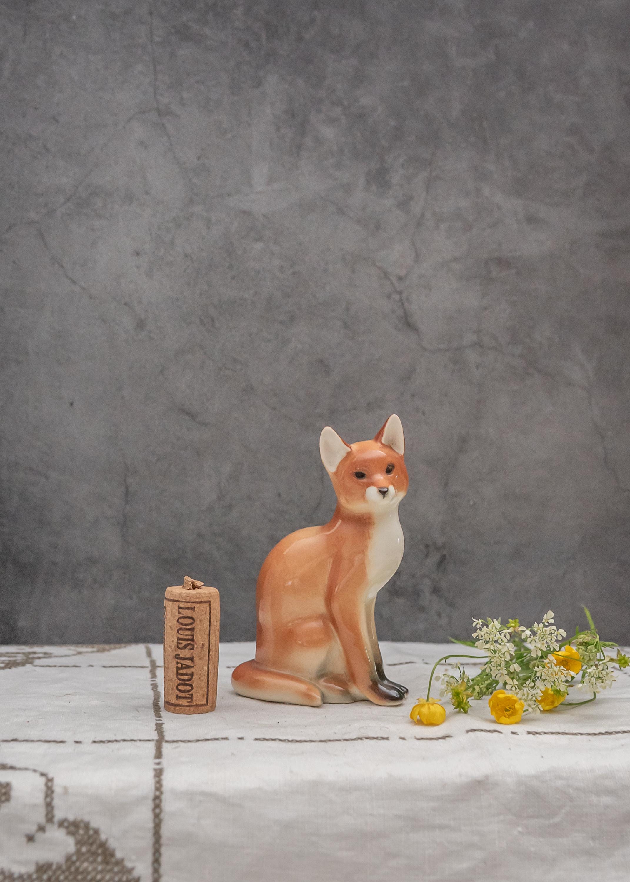 Vintage Fuchs Figur Lomonosov Rotfuchs Souvenir Made in UdSSR Sammler Miniatur Bauernhaus Dekor Tier Porzellan Figur Regal Dekor