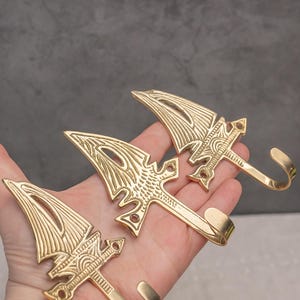 Vintage Decorative Hook Set of 3 Solid Brass Towel Hook Clothes Hanger Wall Hooks