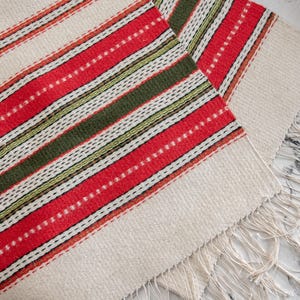 Vintage Handwoven Norwegian Wool Table Runner: Scandinavian Farmhouse Decor