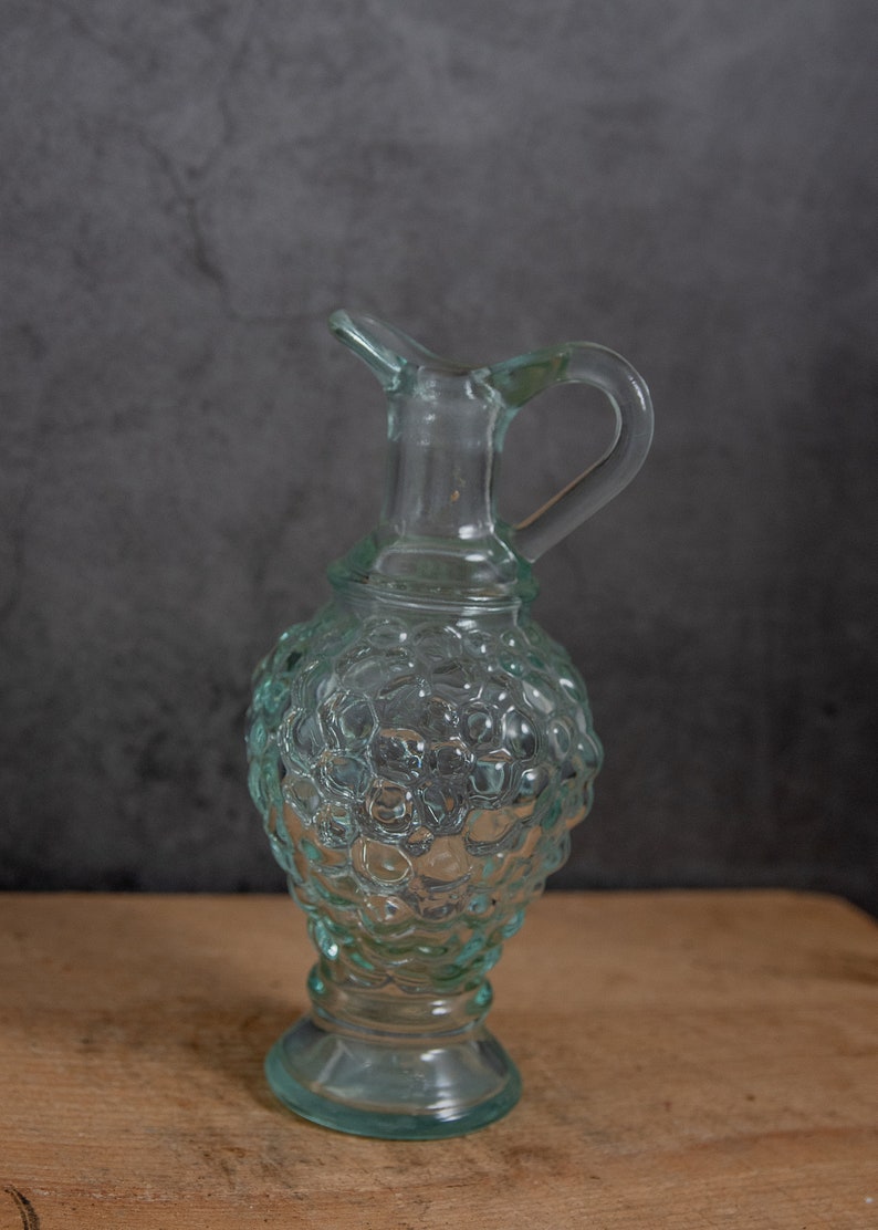 Vintage Grape Glass Decanter Small Made in Italy Veteria Etrusca Bubble Design Decanter Water Pitcher