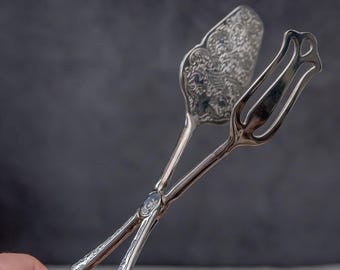 ヴィンテージ シルバーメッキ はさみ風 サラダトング ミッド