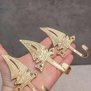 Set of 3 Vintage Hook Solid Brass Hook Wall Hanger Planter Hanger Towel or Kitchen Hook Key Holder Organiser Ship Shaped Nautical Decor