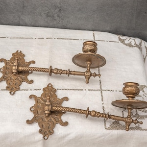 Lot de 2 appliques murales vintage pour bougies, piano, décoration murale en laiton, bougeoir ancien, style victorien, cadeau de pendaison de crémaillère
