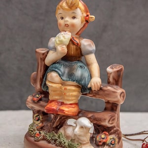 Vintage Figurine Girl With Lamb Porcelain Figure Marked Import Miniature Collectibles Goebel Hummel Style Small Farmhouse Gift Shelf Decor