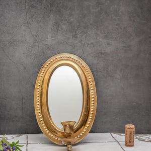 Vintage Mirror Sconce Solid Brass Wall Candle Holder Victorian Style Antique Baroque Ornate Wall Mount Art Decor Candlestick Swedish Sconce