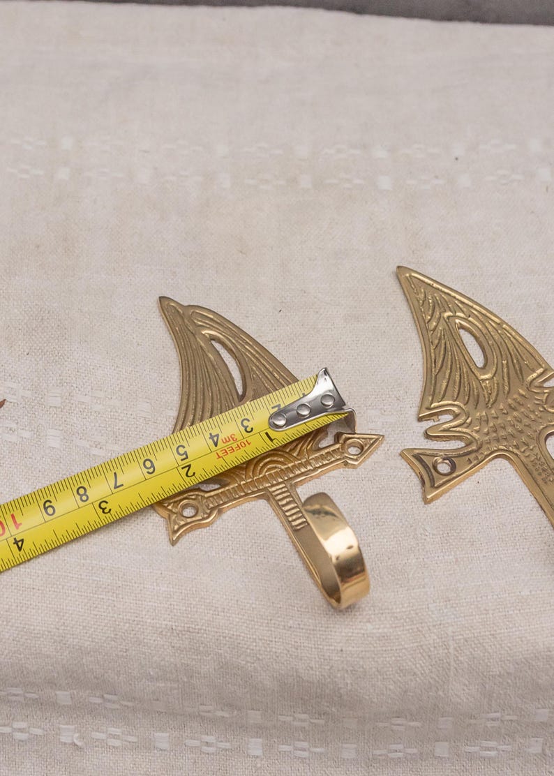 Vintage Decorative Hook Set of 3 Solid Brass Towel Hook Clothes Hanger Wall Hooks