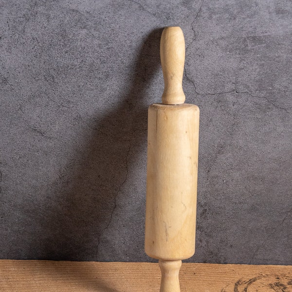 Small Vintage Rolling Pin Wooden Pastry Making Roller Food Photo Prop Rustic Kitchen Tool Bakers Utensil Dough Gadget