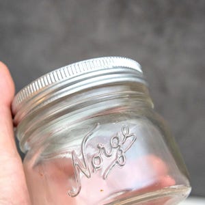 Vintage Canning Jar Glass Jam Preserving Jar with Lid Metal Band Norway 300 ml 10.14 fl oz Vintage Kitchen Storage Container Preserving Jar