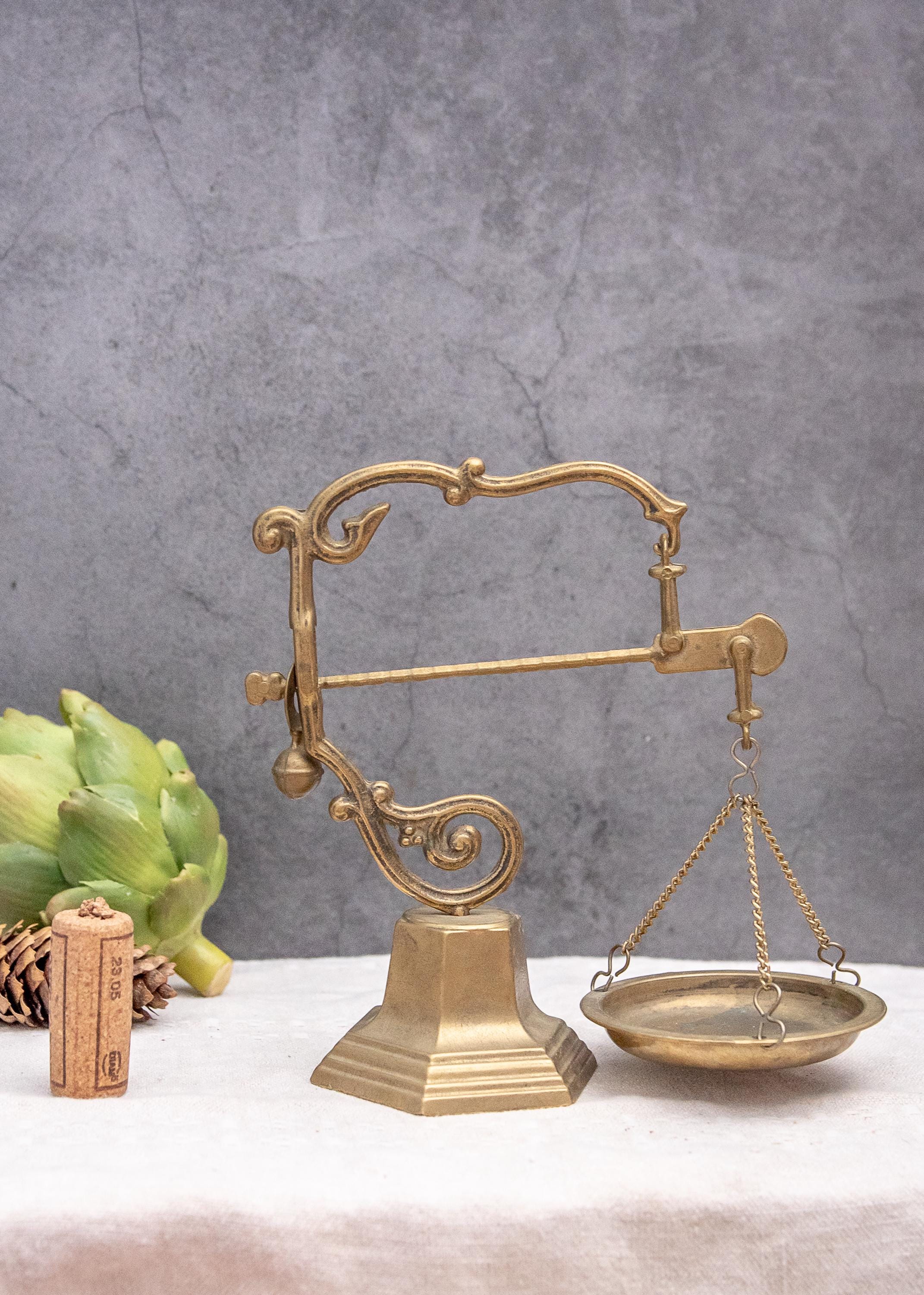 Antique Apothecary Scales, Small Art Nouveau Style Brass Decoration ...