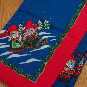 Vintage Scandinavian Xmas Table Runner Square Winter Runner Tomte Design Nordic Table Setting Decorations Scandinavian Holiday Runner