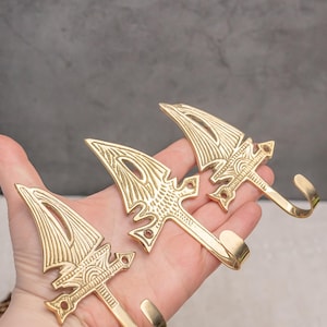 Set of 3 Vintage Hook Solid Brass Hook Wall Hanger Planter Hanger Towel or Kitchen Hook Key Holder Organiser Ship Shaped Nautical Decor