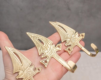 Vintage Decorative Hook Set of 3 Solid Brass Clothes Hook Nautical Ship Decor Bathroom Towel Hanger Kitchen Towle Hook