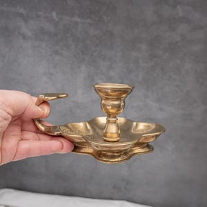 Vintage Brass Chamberstick Antique Candle Holder Heavy Chamber Candle Holder Vintage Taper Candlestick Victorian Style French Home Cozy Gift