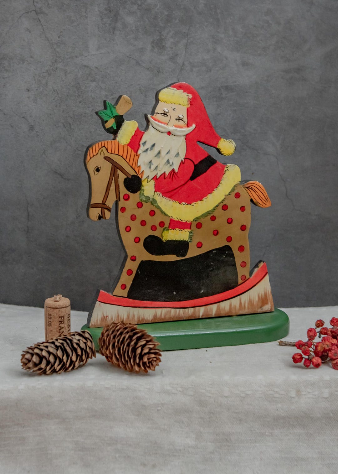Vintage Wood Santa Rocking Horse Ornament: Primitive Christmas Decor - Etsy
